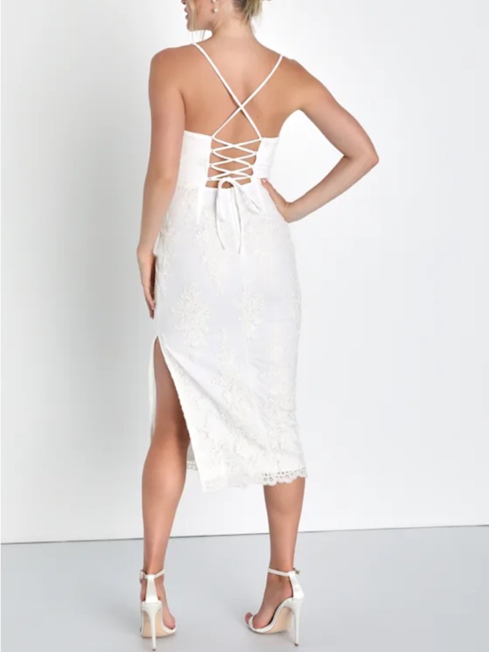 Lulu's White Lace Midi Slip Dress - Picture 2 of 3